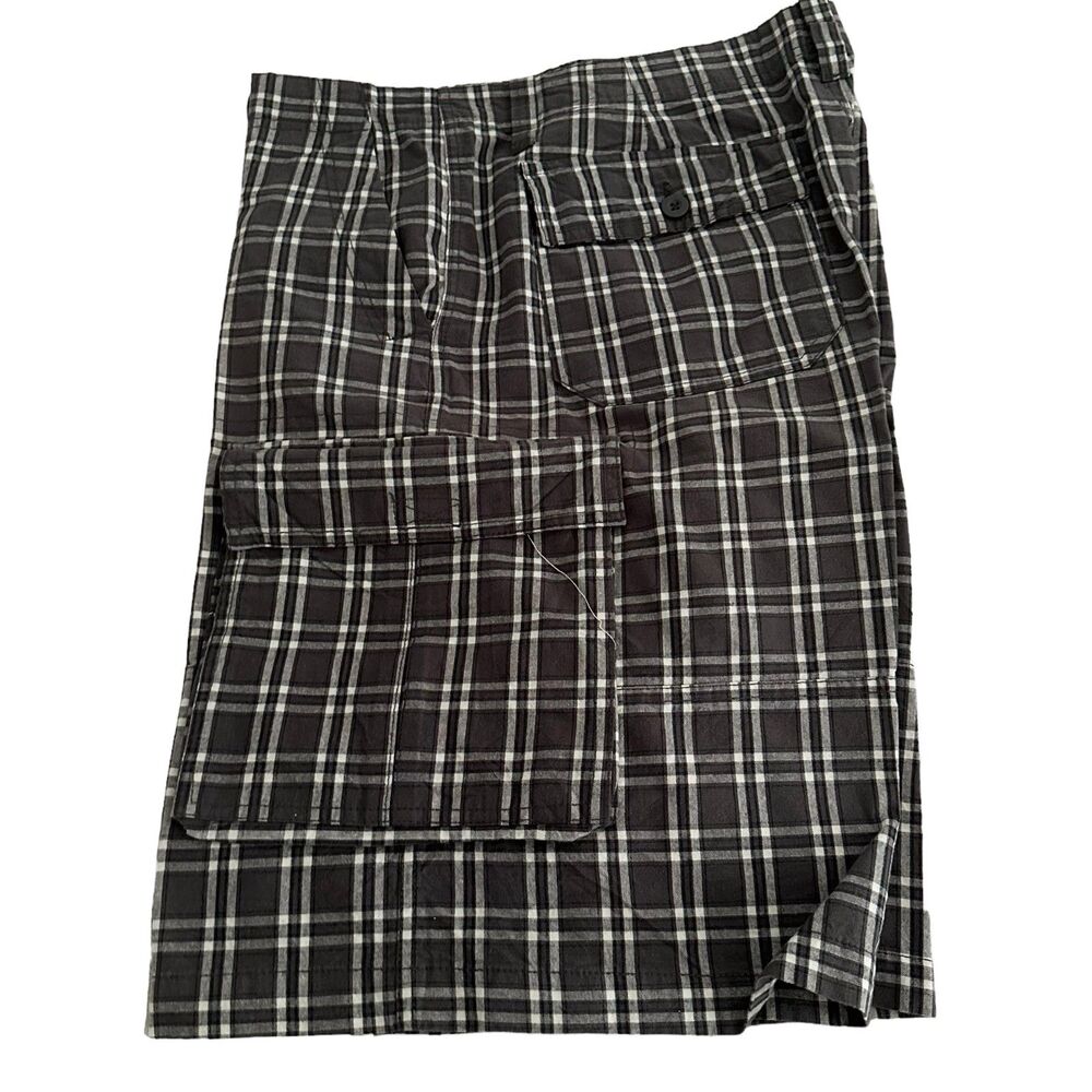 Bugle Boy Plaid Cargo Shorts Men's Size 36 Gray Camping Hiking Fishing